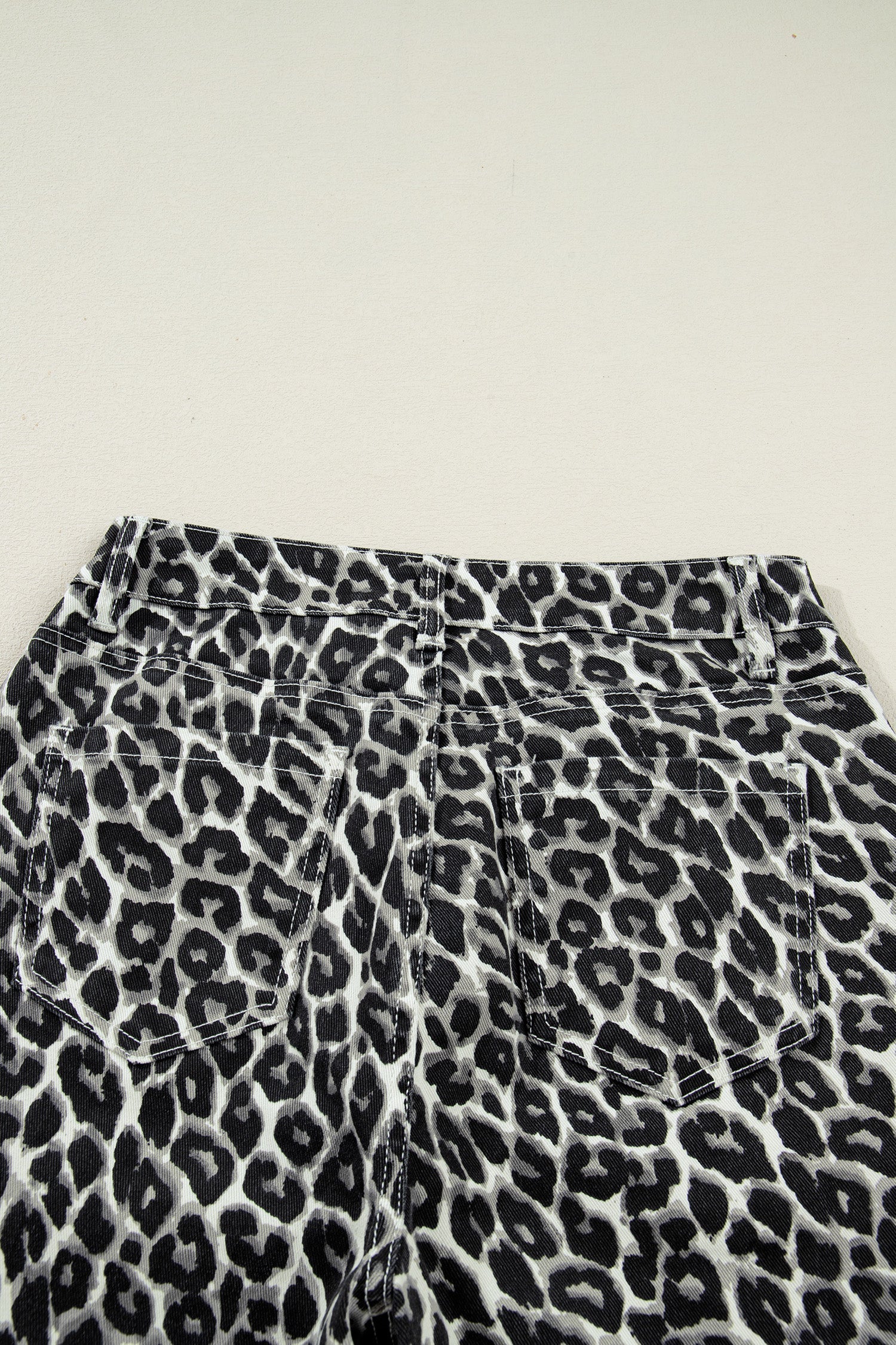 Black Leopard Print Barrel Jeans