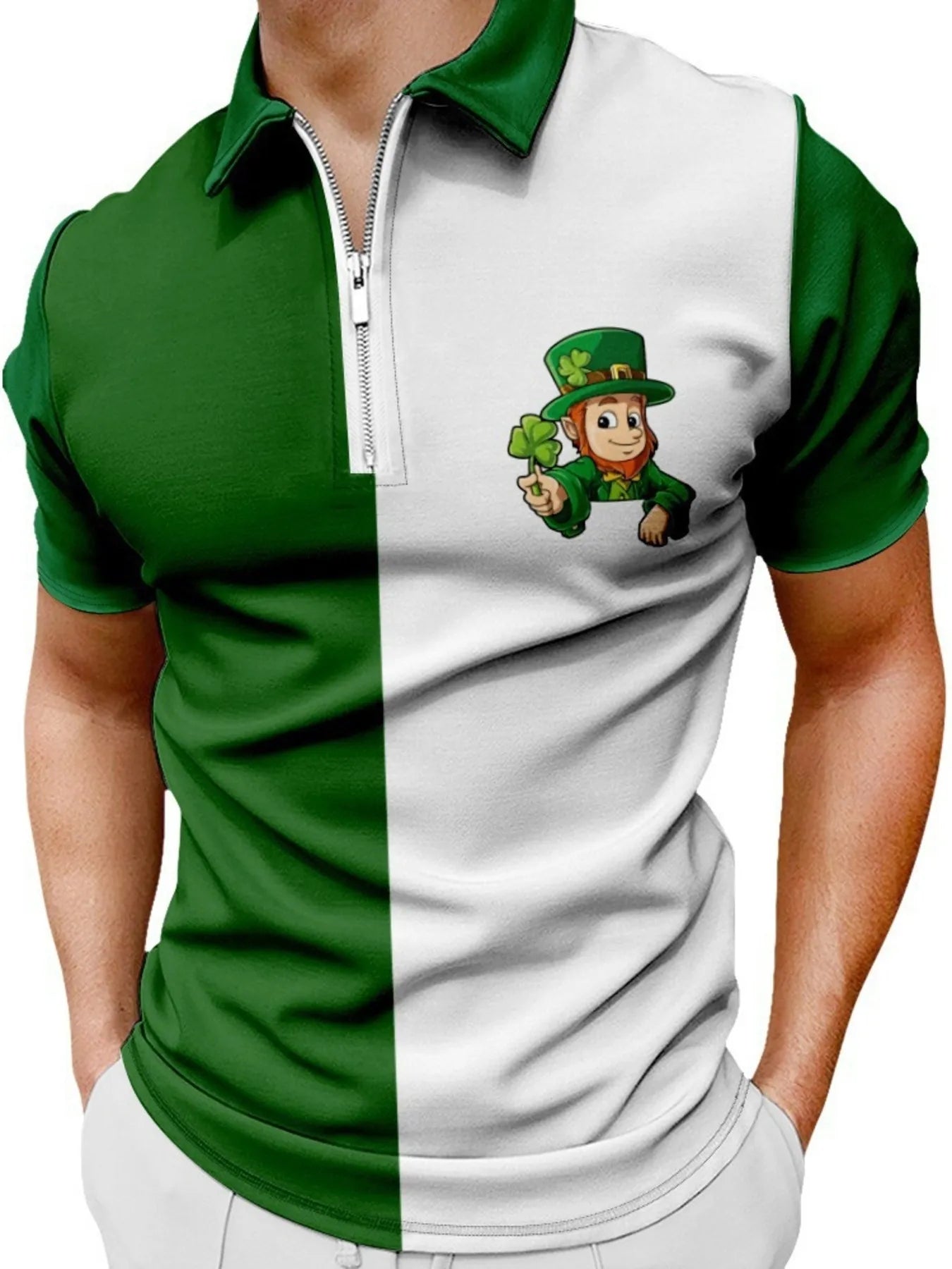Men's Full Size Color Block Short Sleeve Polo Plus Size
