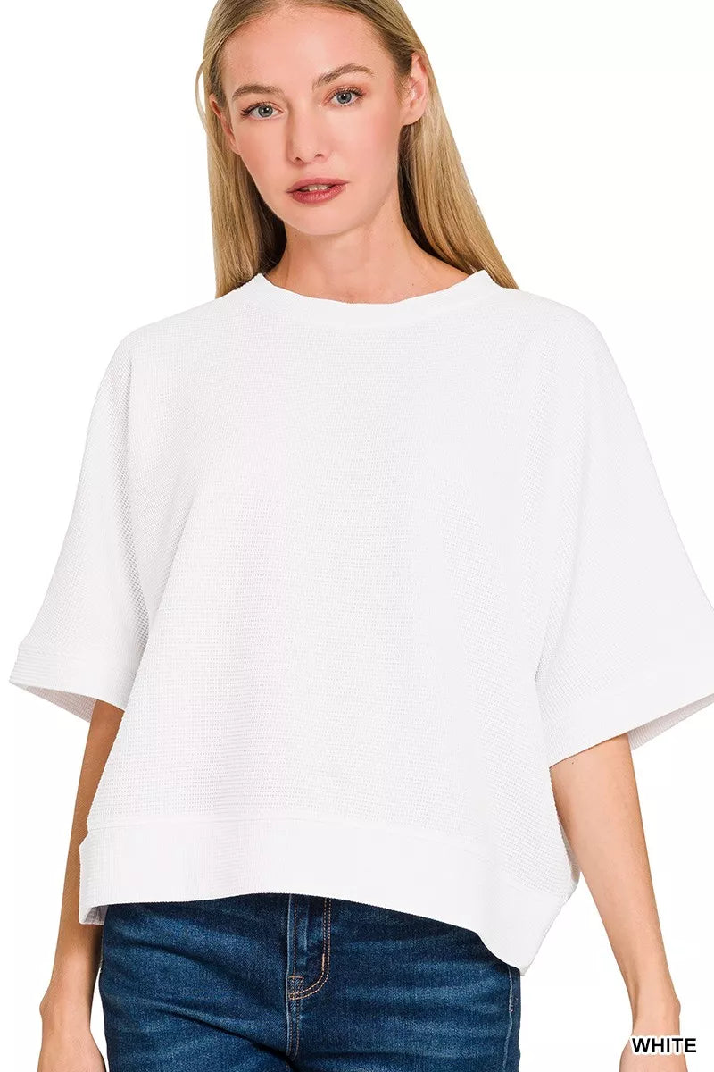 Double Knit Banded Bottom Short Sleeve Top