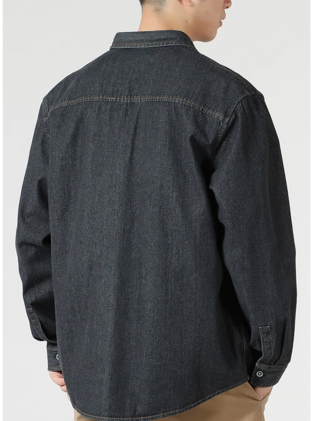 Men's Plus Size Wash Denim Shirt with Chest Pockets