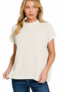 Chenille Waffle Cap Sleeve Sweater