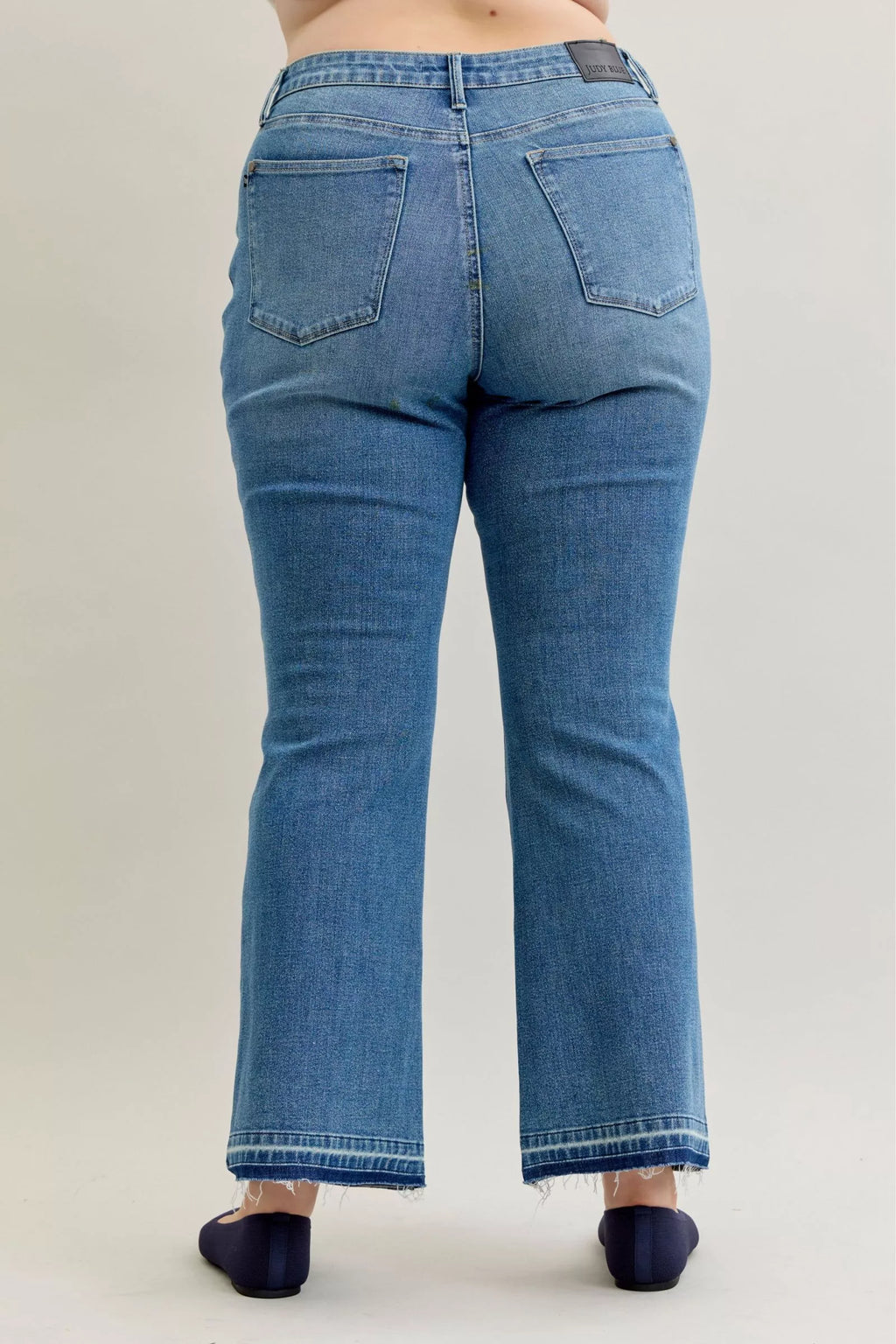 Full Size Mid Rise Slim Bootcut Tummy Control Release Hem Jeans Plus Size