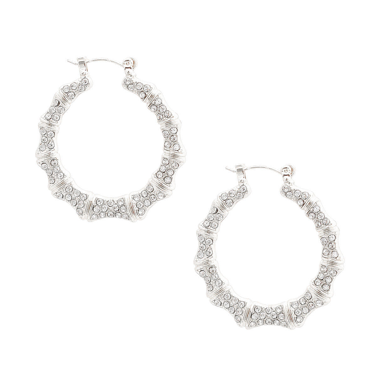 Thin Silver Bamboo Hoop Earrings Stylish Statement Jewelry
