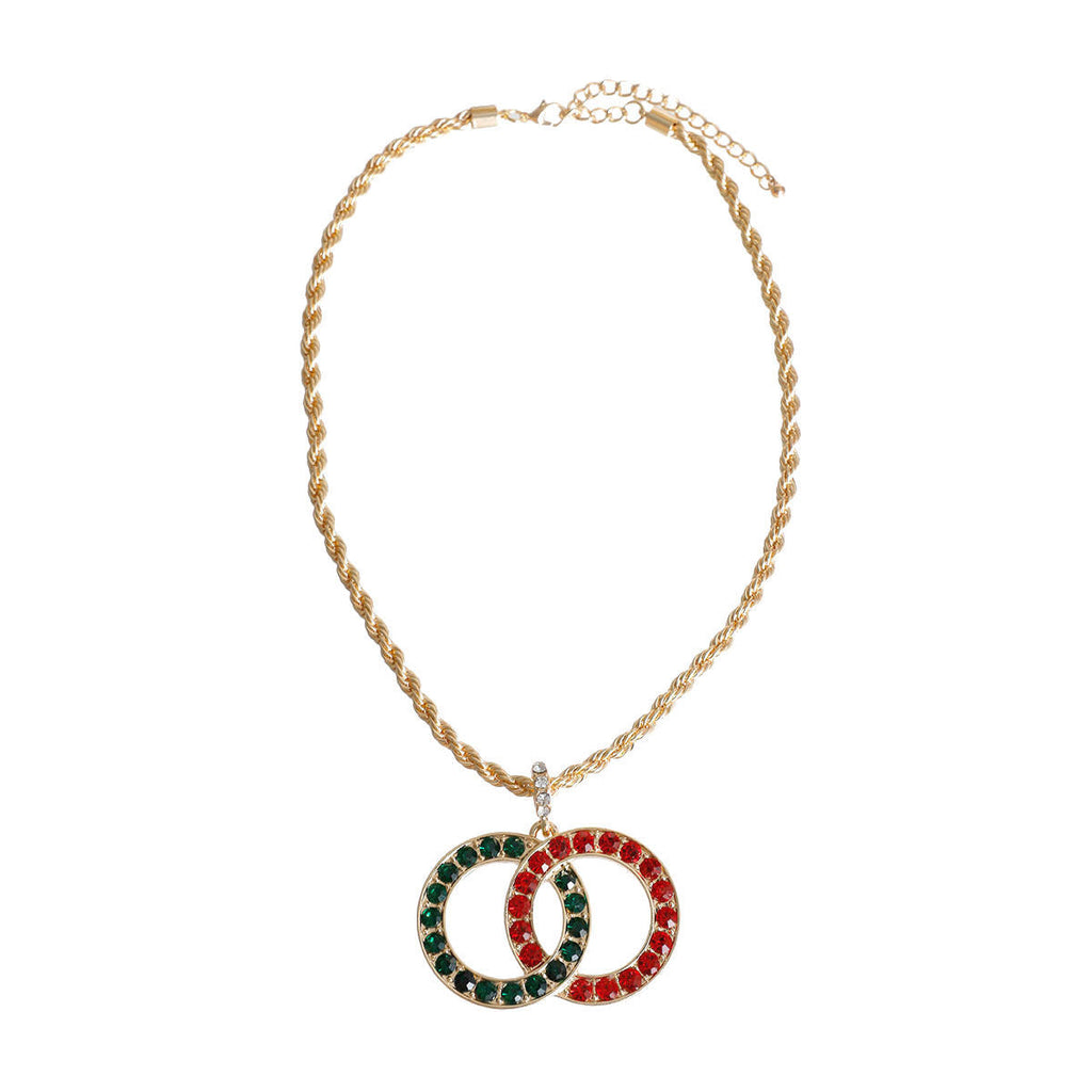 Statement Rope Chain Necklace in Red and Green – Trendy Fashion Jewelry