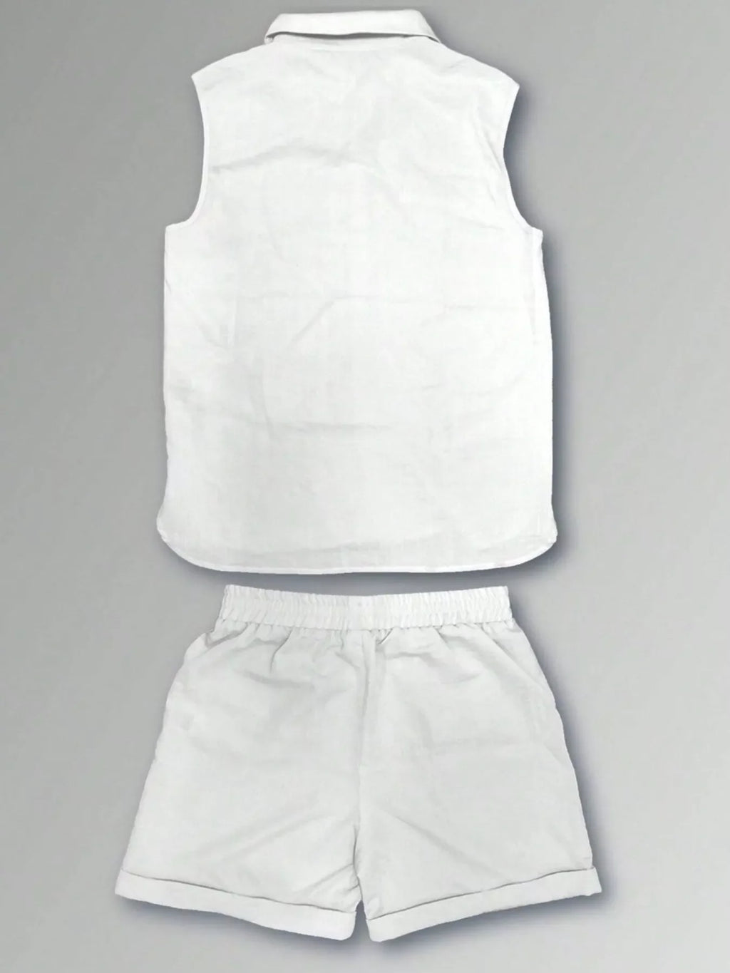 Men's Plus Size Casual Button Up Vest & Shorts Set