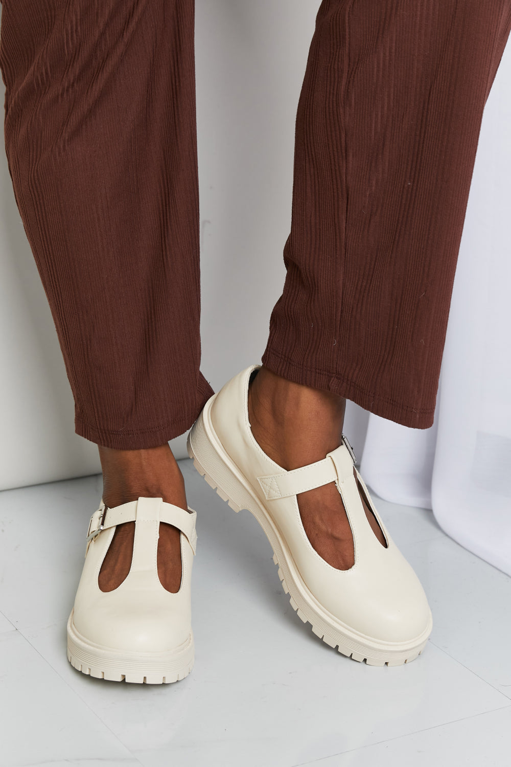 Faux Leather Platform Mary Janes