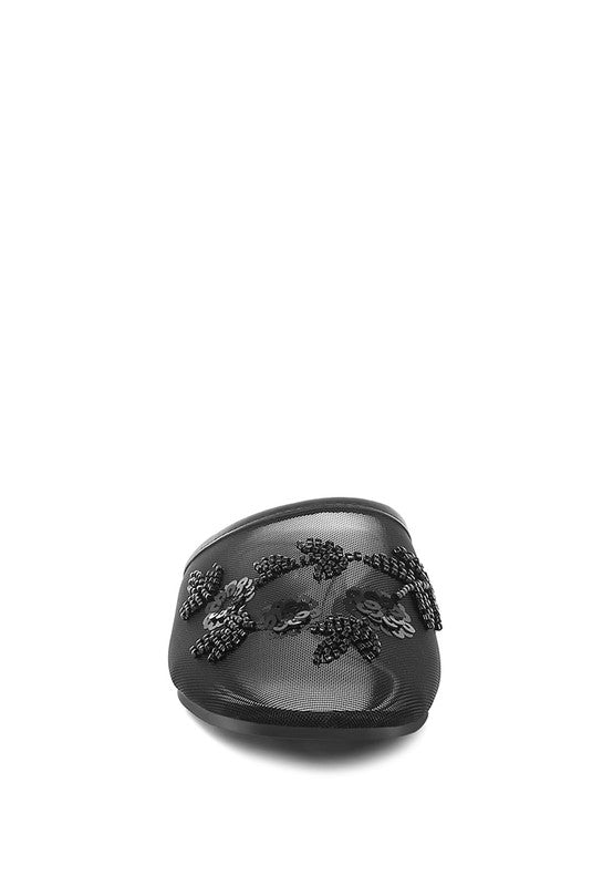 Nahra Mesh Sequin Beaded Mules