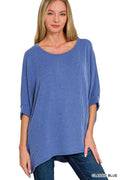 Raised Rib Bat Sleeve Top