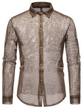 Men's See-Through Mesh Long Sleeve Shirt