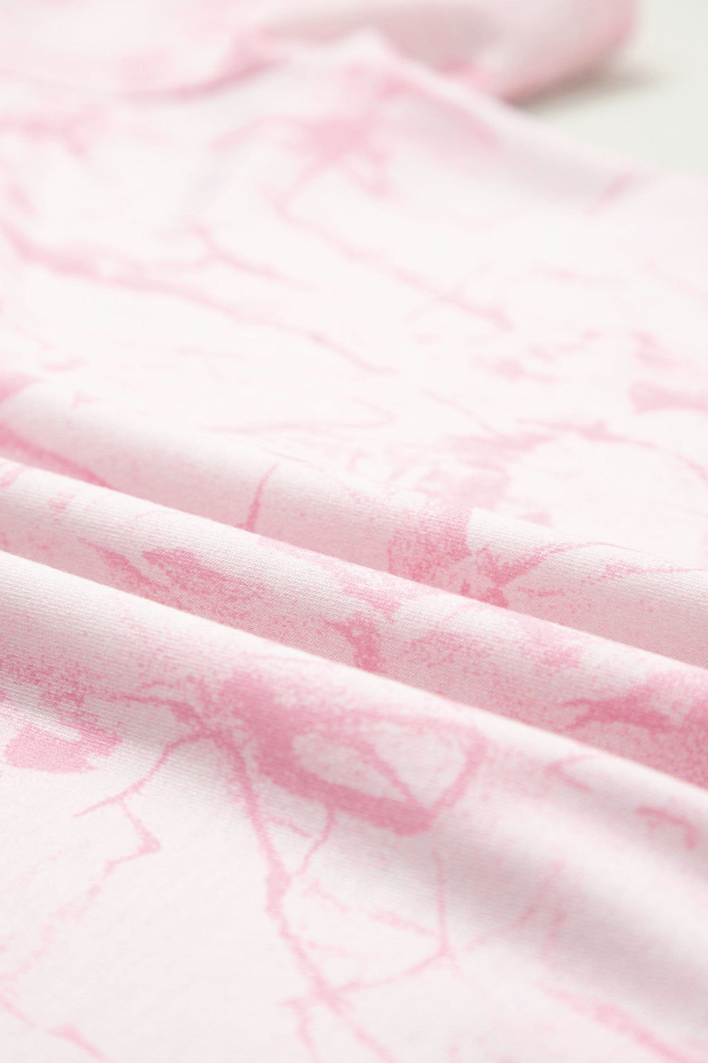 Pink Abstract Print V Neck Loose Tee Drawstring Shorts 2pcs Outfit