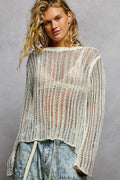 Openwork Round Neck Knit Cover Up