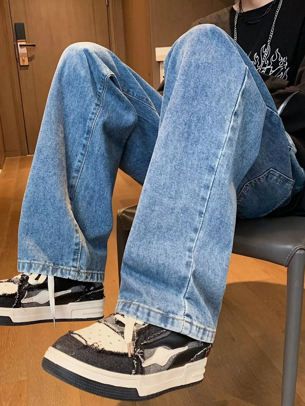 Men's Full Size Loose Fit Drawstring Waist Jeans Plus Size