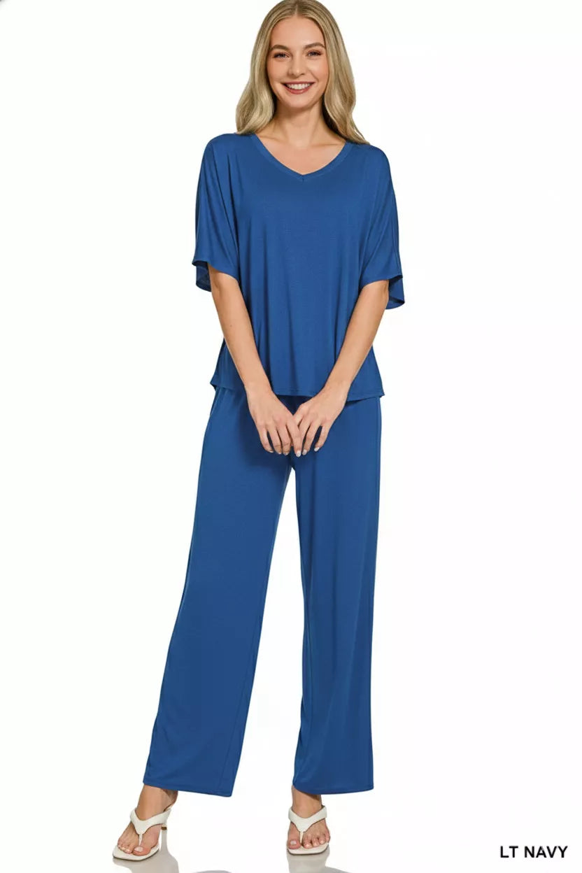 V-neck Oversized Top & Pants Set
