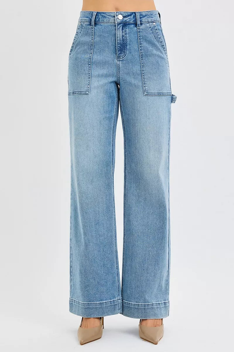 Full Size High Rise Straight Leg Jeans with Front Pockets Plus Size