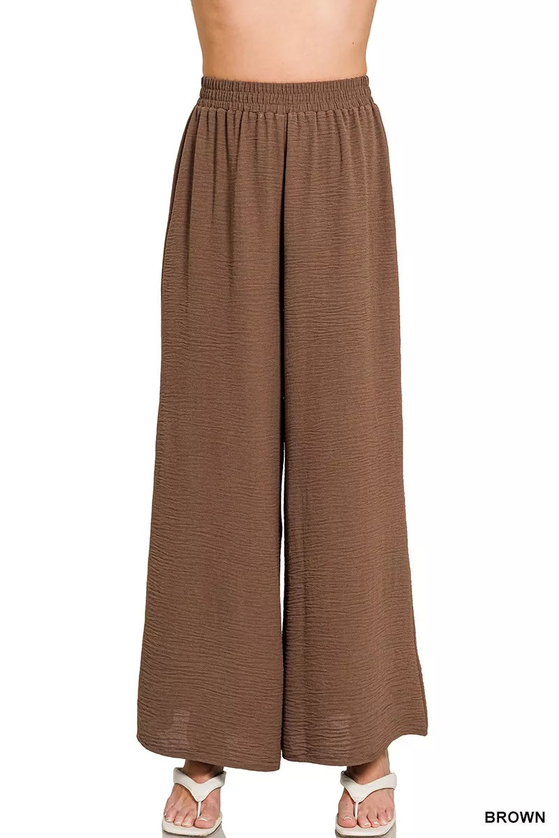 Woven Airflow Elastic Waistband Pants