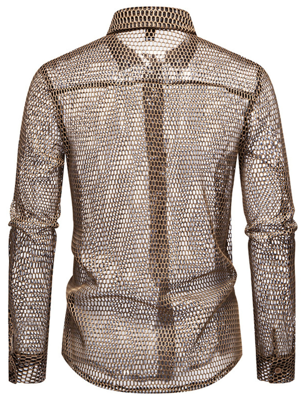 Men's See-Through Mesh Long Sleeve Shirt
