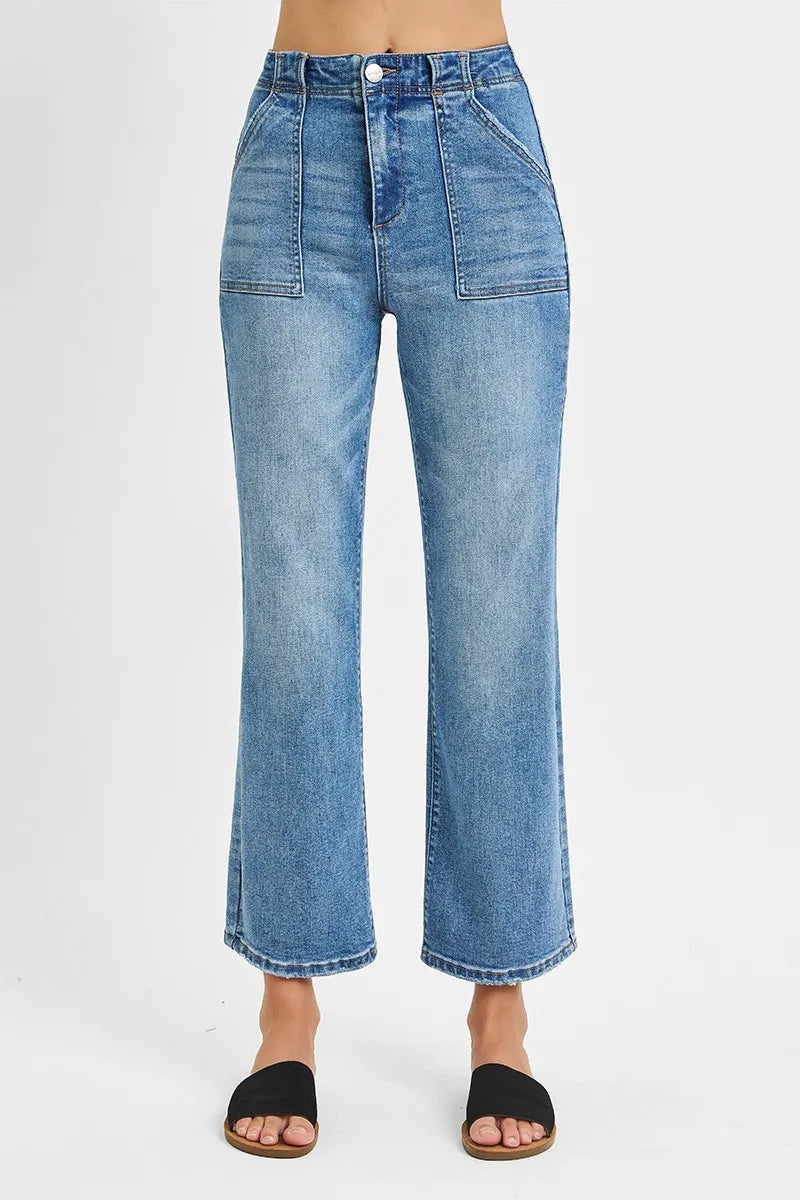 Full Size High Waisted Bootcut Cropped Jeans Plus Size