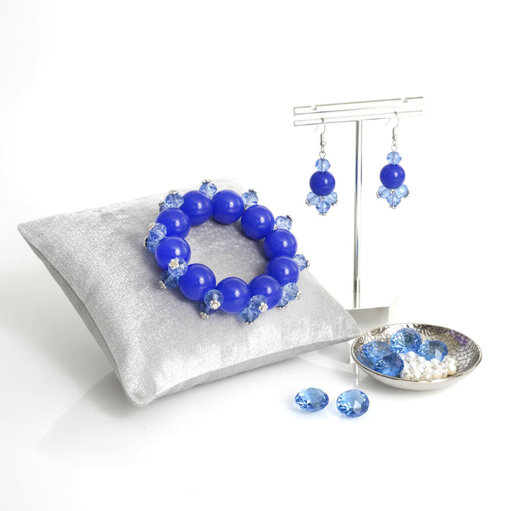 Beaded and Faceted Statement Bracelet in Royal Blue – Trendy Fashion Jewelry