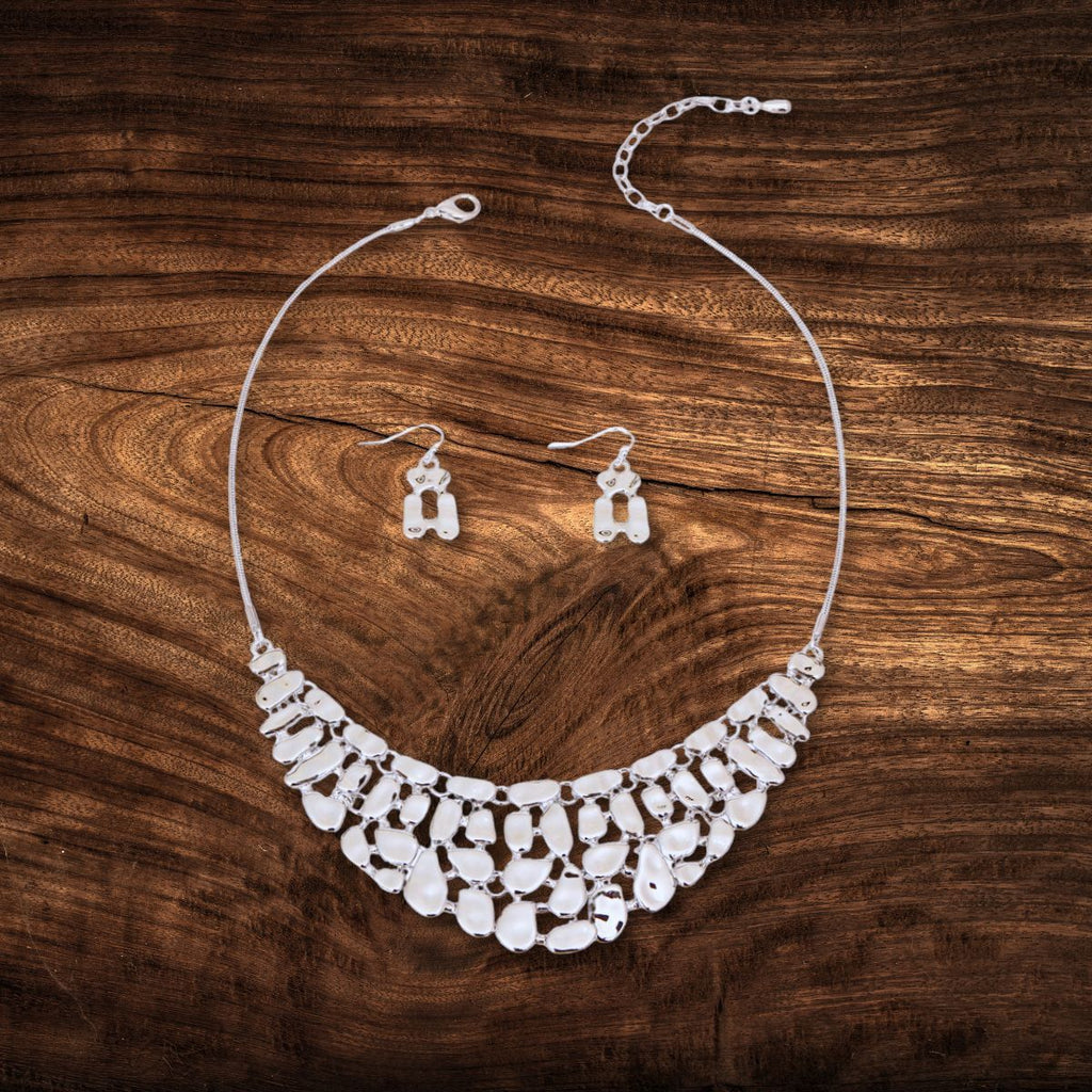 Metal Link Collar Set Silver Stylish Statement Jewelry