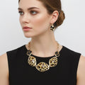 Statement Necklace Dimensional Bright Leopard Link Stylish Collar
