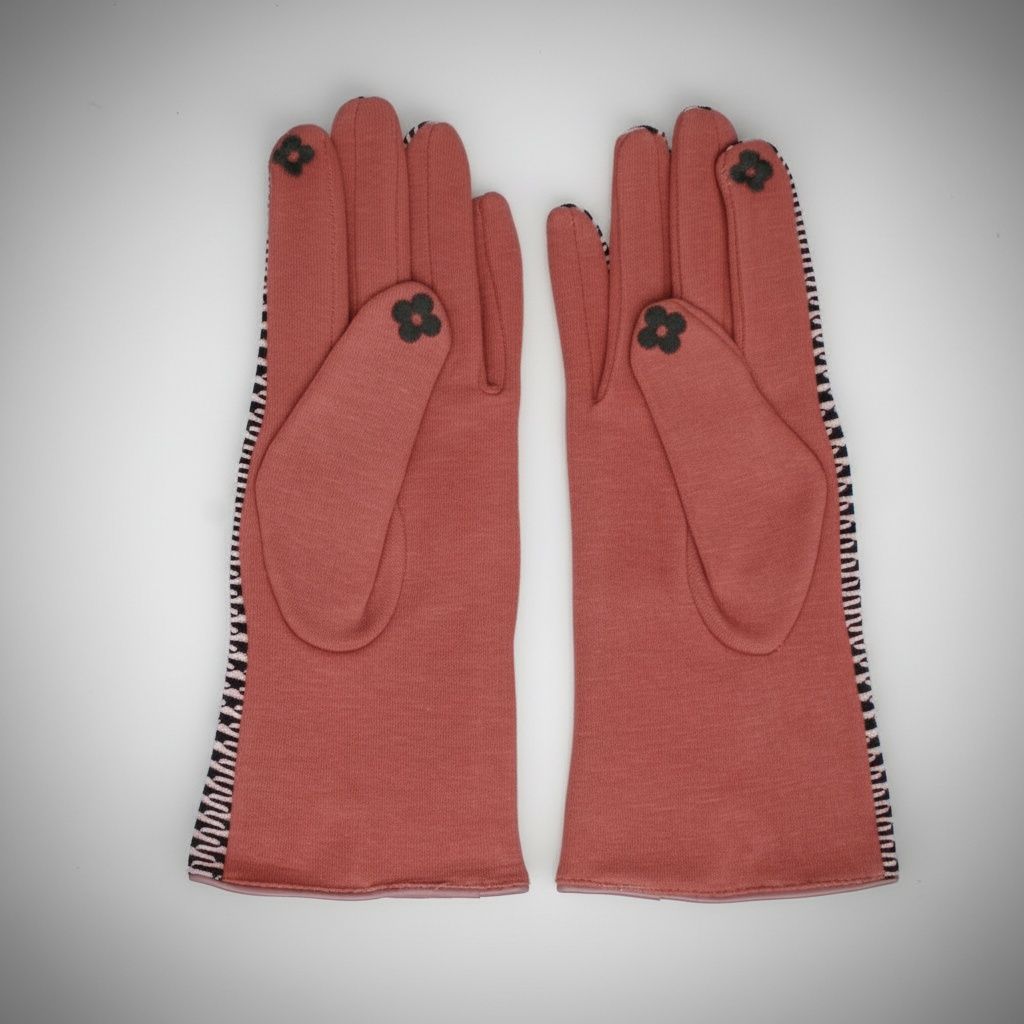 Winter Gloves Pink Mauve Wavy Cross Touchscreen Stylish Fashion Accessory
