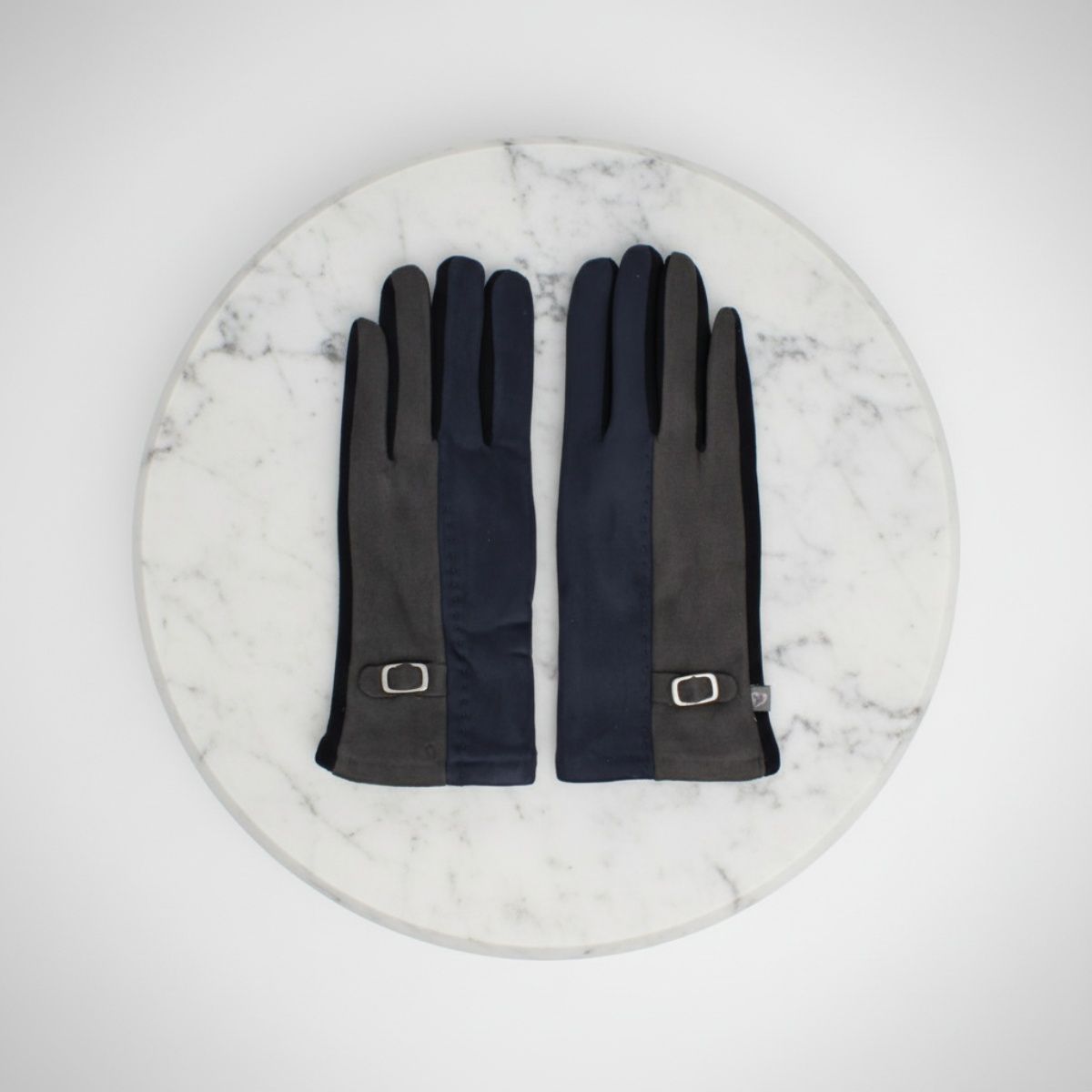Winter Touchscreen Gloves Faux Suede Navy Black Stylish Casual