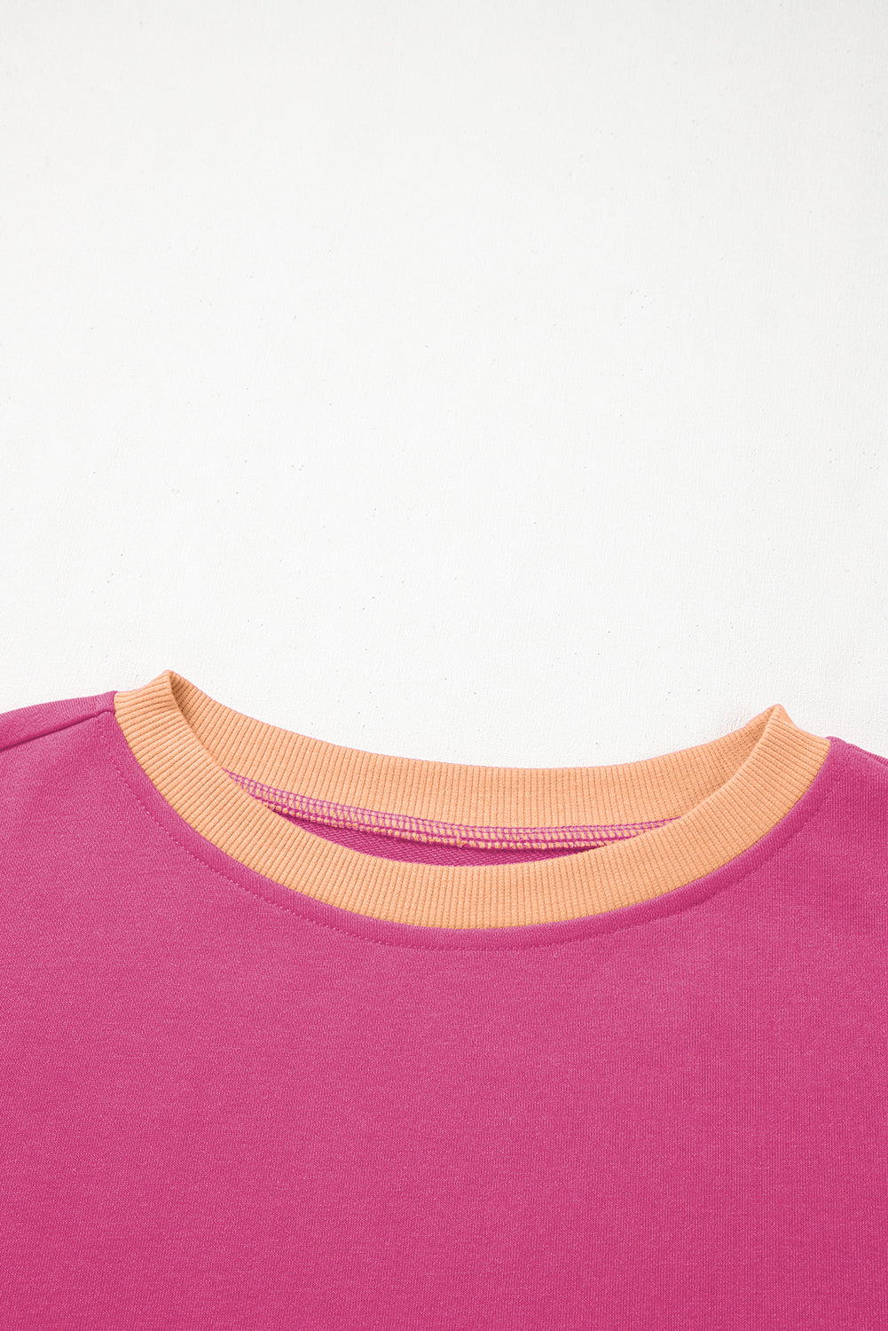 Rose Red Contrast Trim Loose Pullover and Lace-up Waist Shorts Set