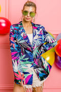 Thin Satin Tropical Single Blazer