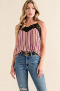 Stripe Print with Lace Cami
