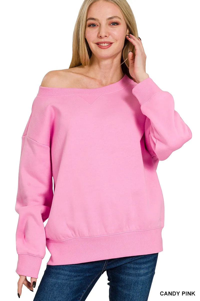 Fleece Boat Neck Sweatshirt