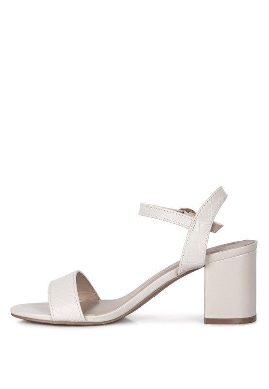 Poiret Woven Strap Block Heel Sandals