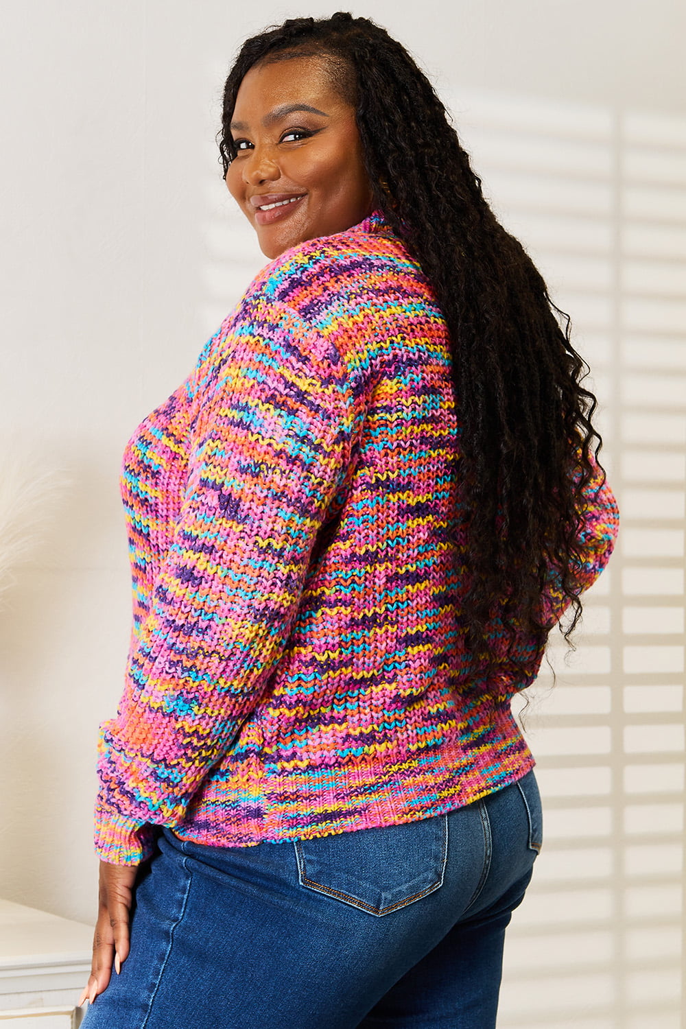 I am A Fashion Junky Woven Right V-Neck Long Sleeve Cardigan