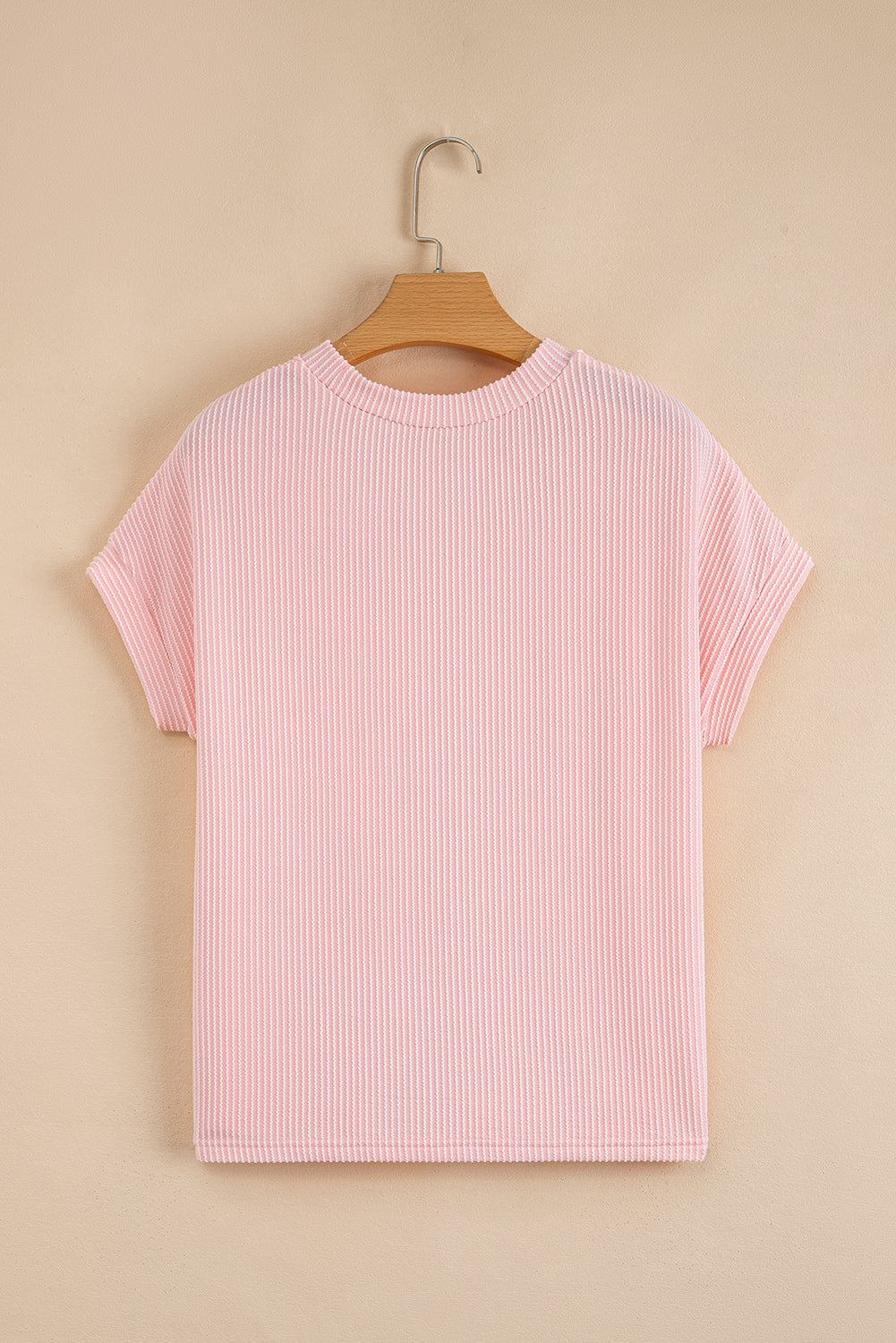 Light Blue Corded Colorblock Pocket Crew Neck T Shirt