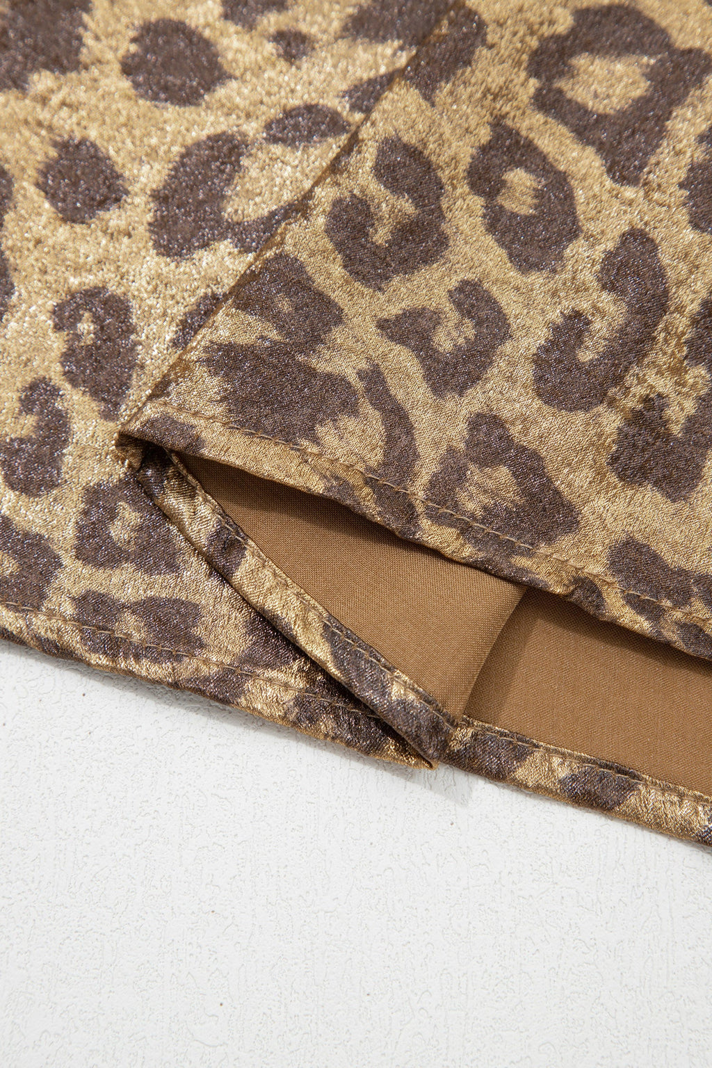 Gold Half Sleeve Metallic Leopard Print Blouse