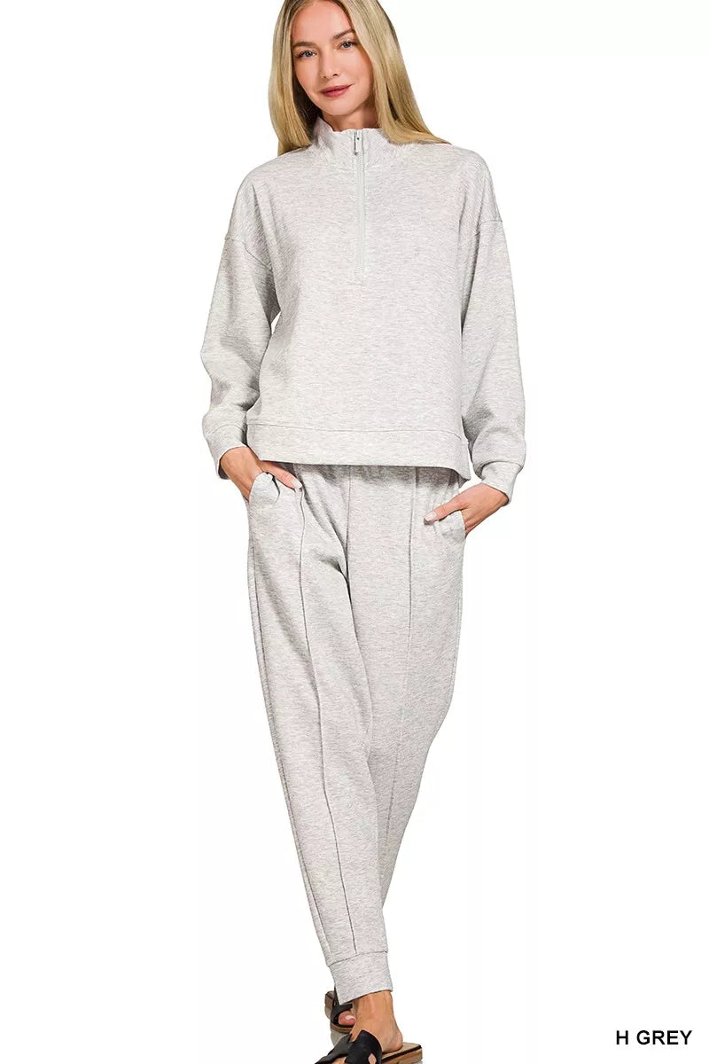 I am a Fashion Junky Scuba Half Zip Pullover and Jogger Set