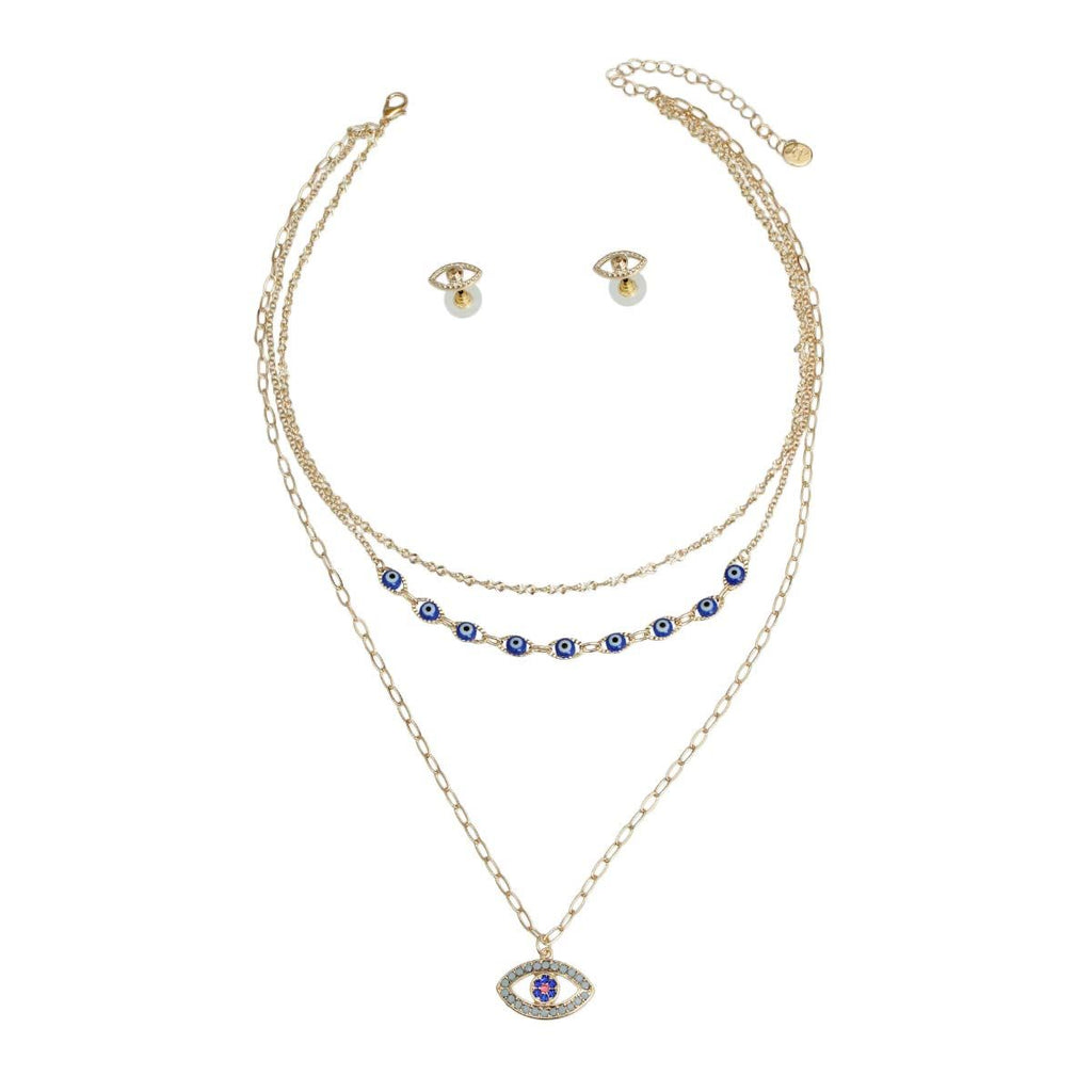 Gold Chain Necklace with Blue Evil Eye Pendant – Stylish Statement Jewelry