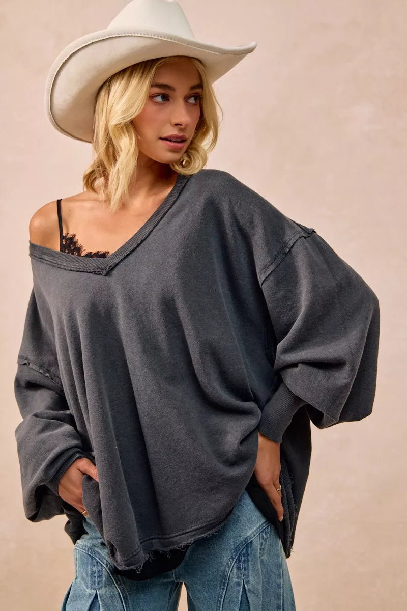 Mineral Washed French Terry Oversized Sweatshirt