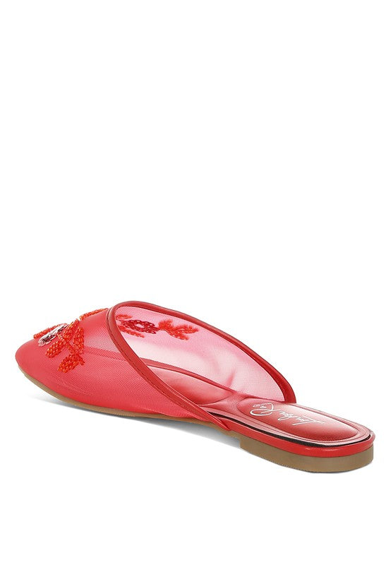 Nahra Mesh Sequin Beaded Mules