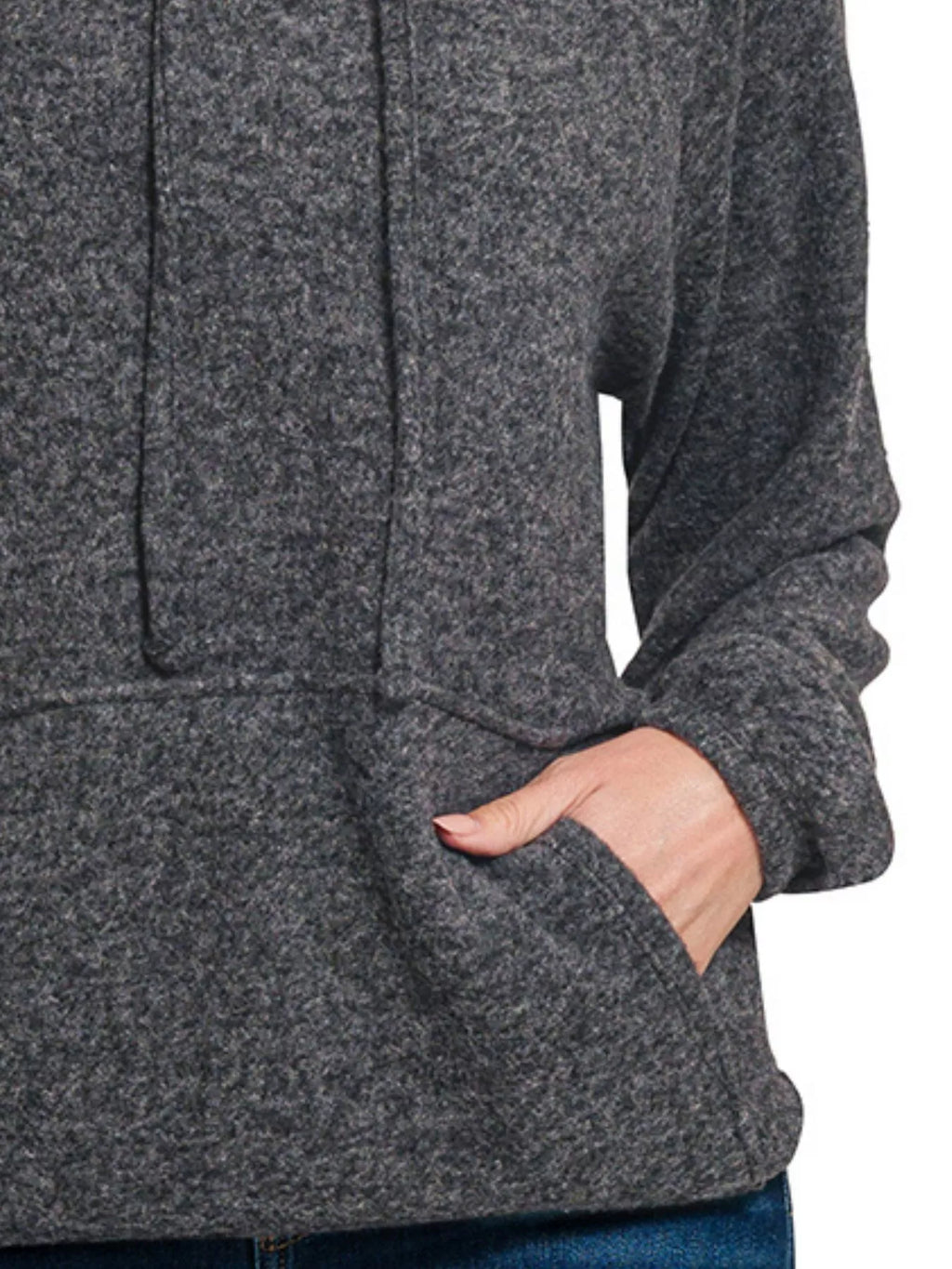 Brushed Hacci Melange Hooded Sweater