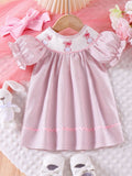 Children's Bunny Embroidered Polka Dot Dress