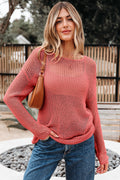 Coral Crochet Hollow-out Jumper Top Sweater