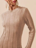 Ribbed Long Sleeve Mini Sweater Dress