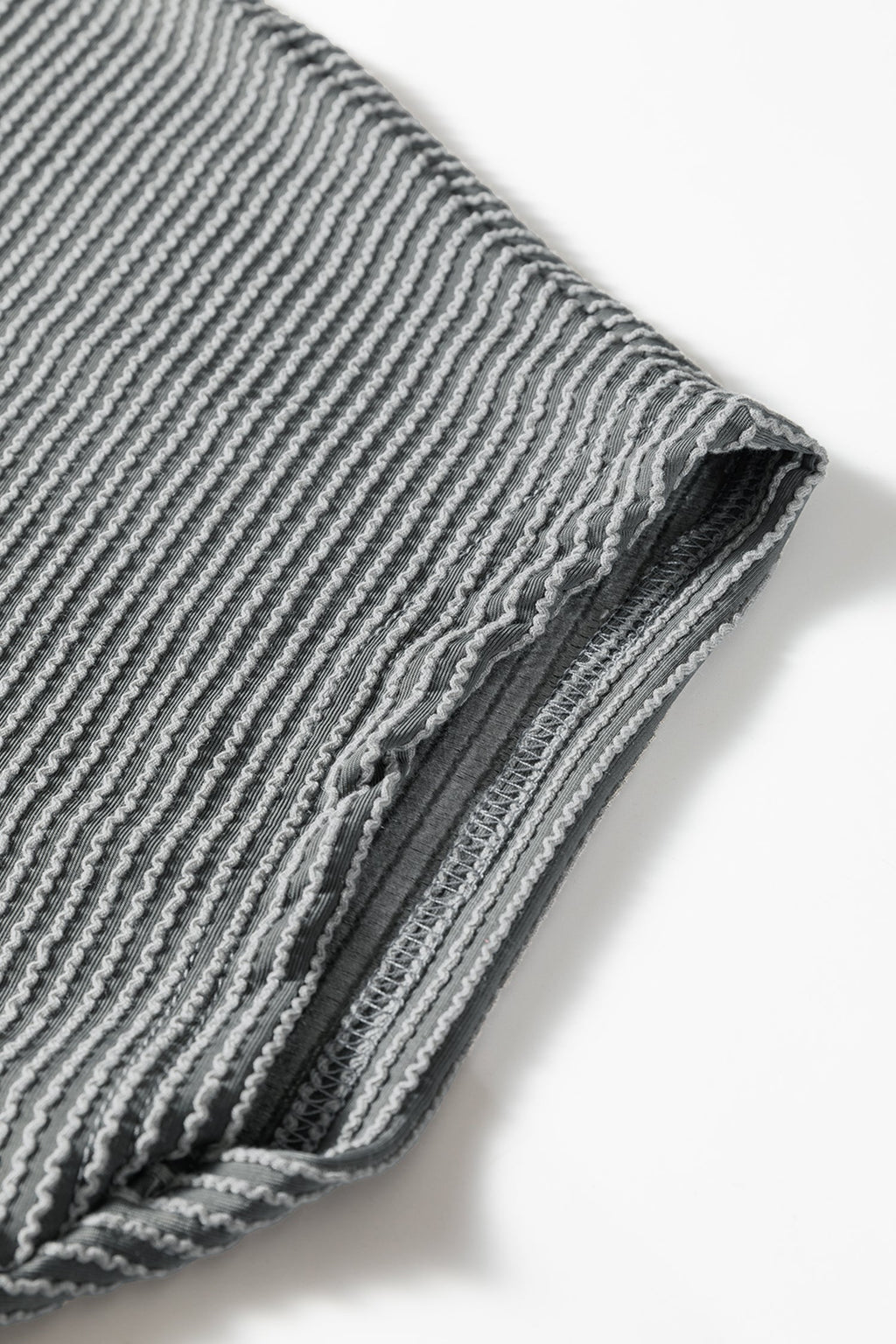 Dark Grey Twisted Ribbed High Neck Loose Tee Elastic High Waist Loose Pant Set