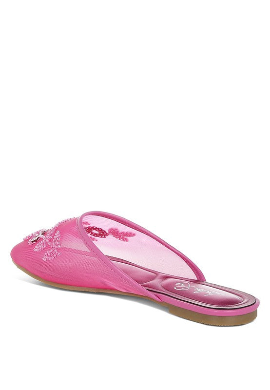 Nahra Mesh Sequin Beaded Mules