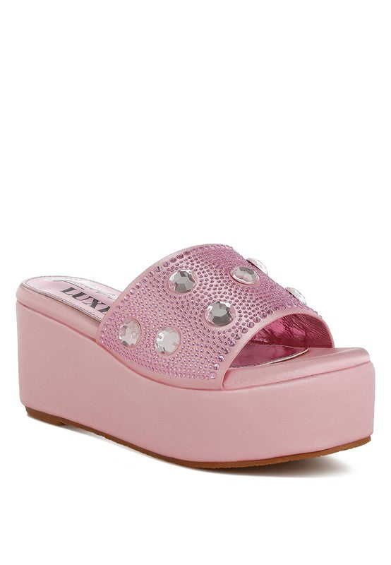Meta charts Diamante & Rhinestone Flatform Sandals