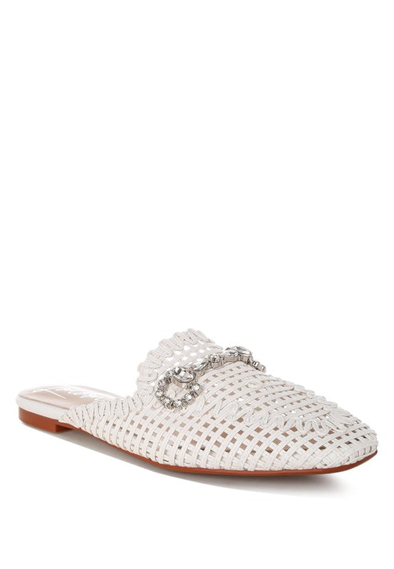 Roboma Metallic Woven Diamante Mules