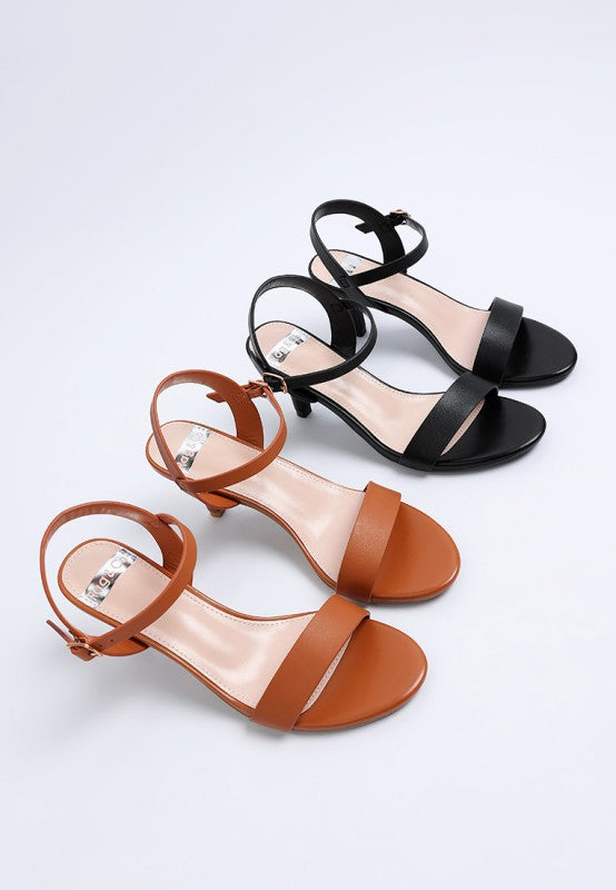 Tomari Pin Buckle Kitten Heel Sandals