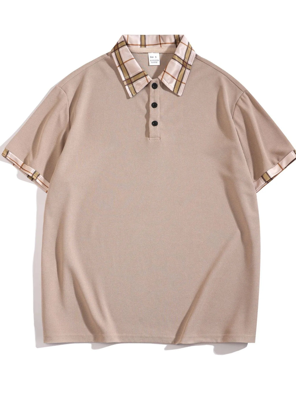 Men's Full Size Classic Plaid Collar Polo and Shorts Set Plus Size