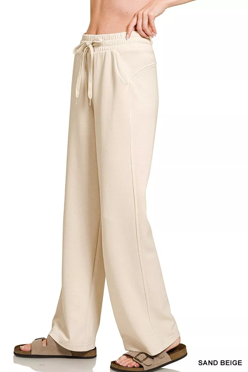 Scuba Drawstring Wide Leg Pants