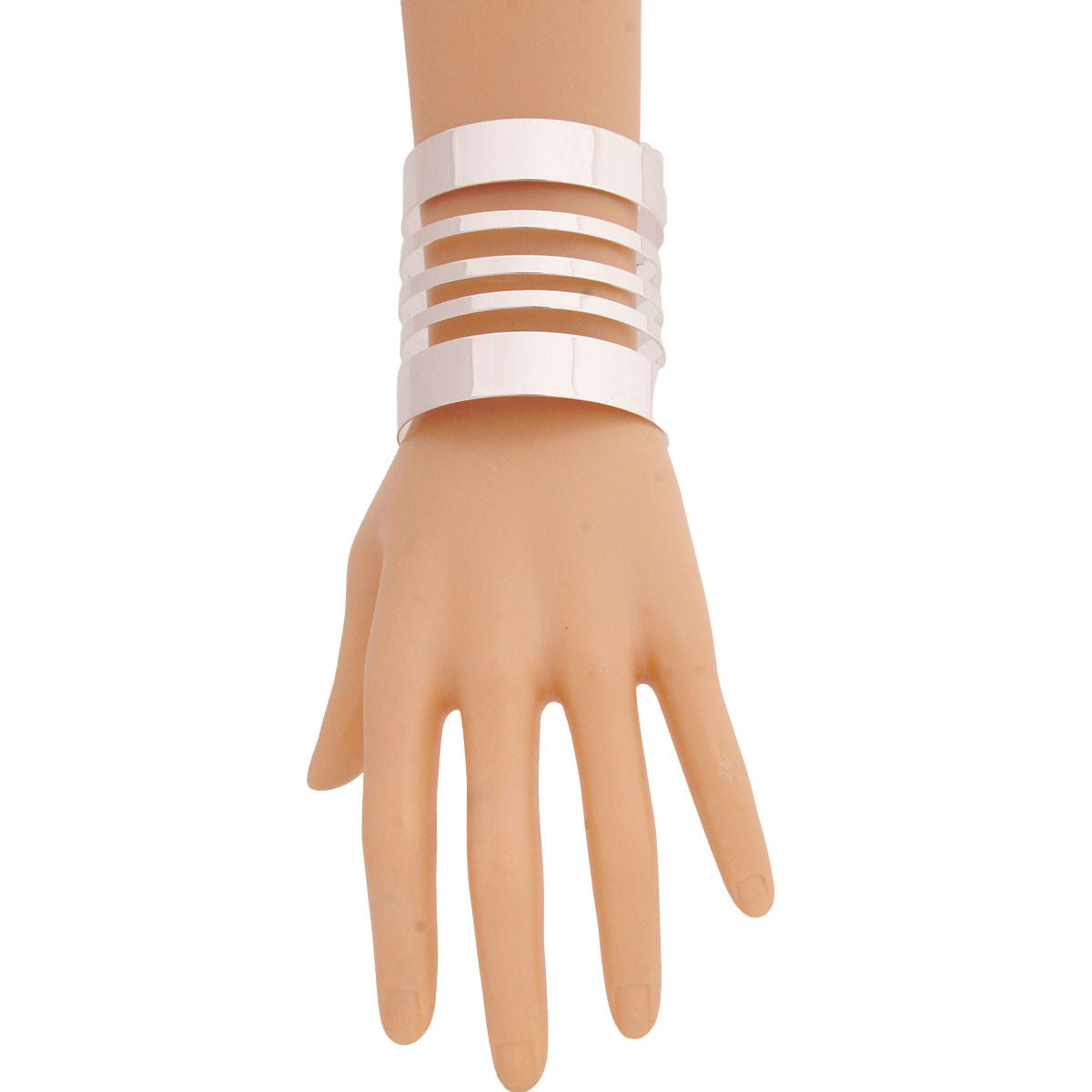 Statement Silver Metal Cut Out Cuff Bracelet